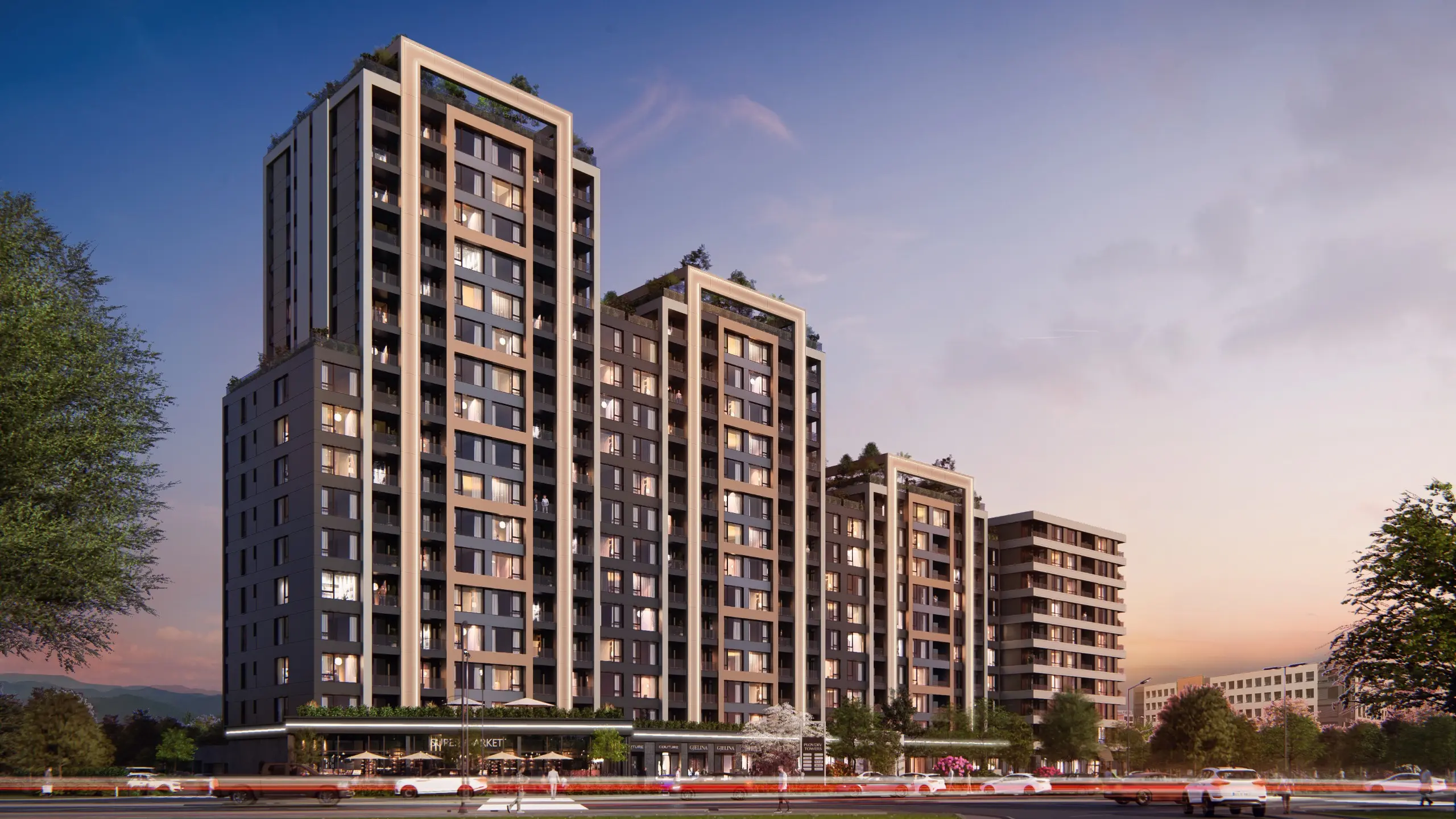 Plovdiv Towers 2 - визуализация привечер